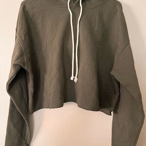 Wild Fable Green Boxy Cropped Hoodie